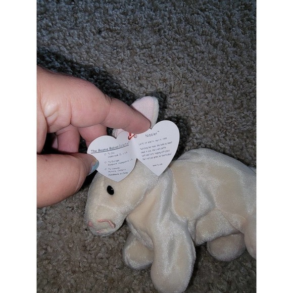 Ty Beanie Baby, Nibbler The Rabbit, 1998, New With Tag, 4th Generation - Picture 4 of 6